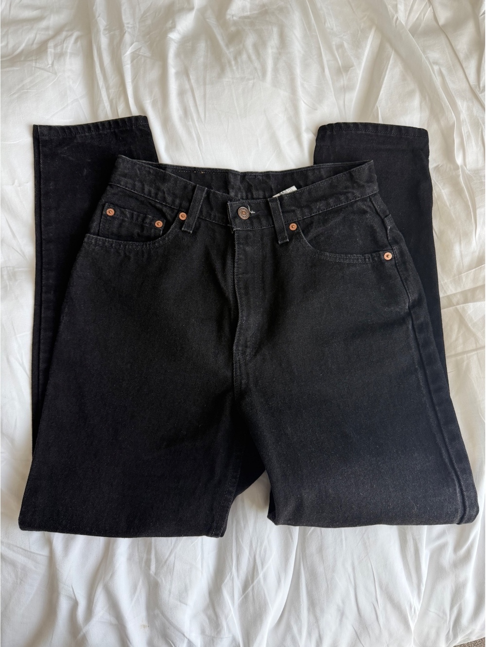 Vintage 1995 Levi’s 521 Black Tapered Leg Jeans High Rise 10 Petite Made in USA